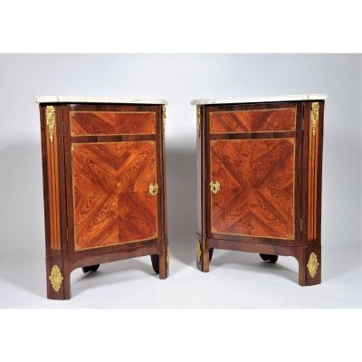 Stamped J. Birckle - Pair Of Inlaid Corners - Louis XV Period