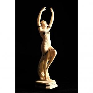    Danseuse Orientale - Statue En Albâtre - Alberto Saccardi