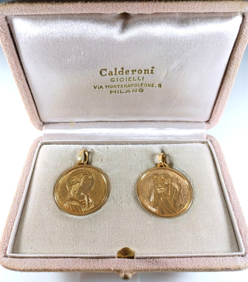 Médaille Sainte Vierge En Or Guilloché-photo-2