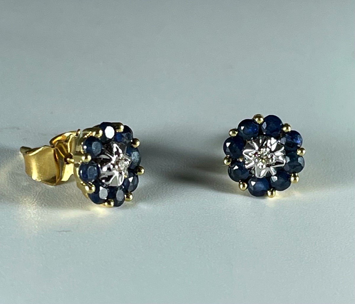 Diamond And Sapphire Stud Earrings-photo-2