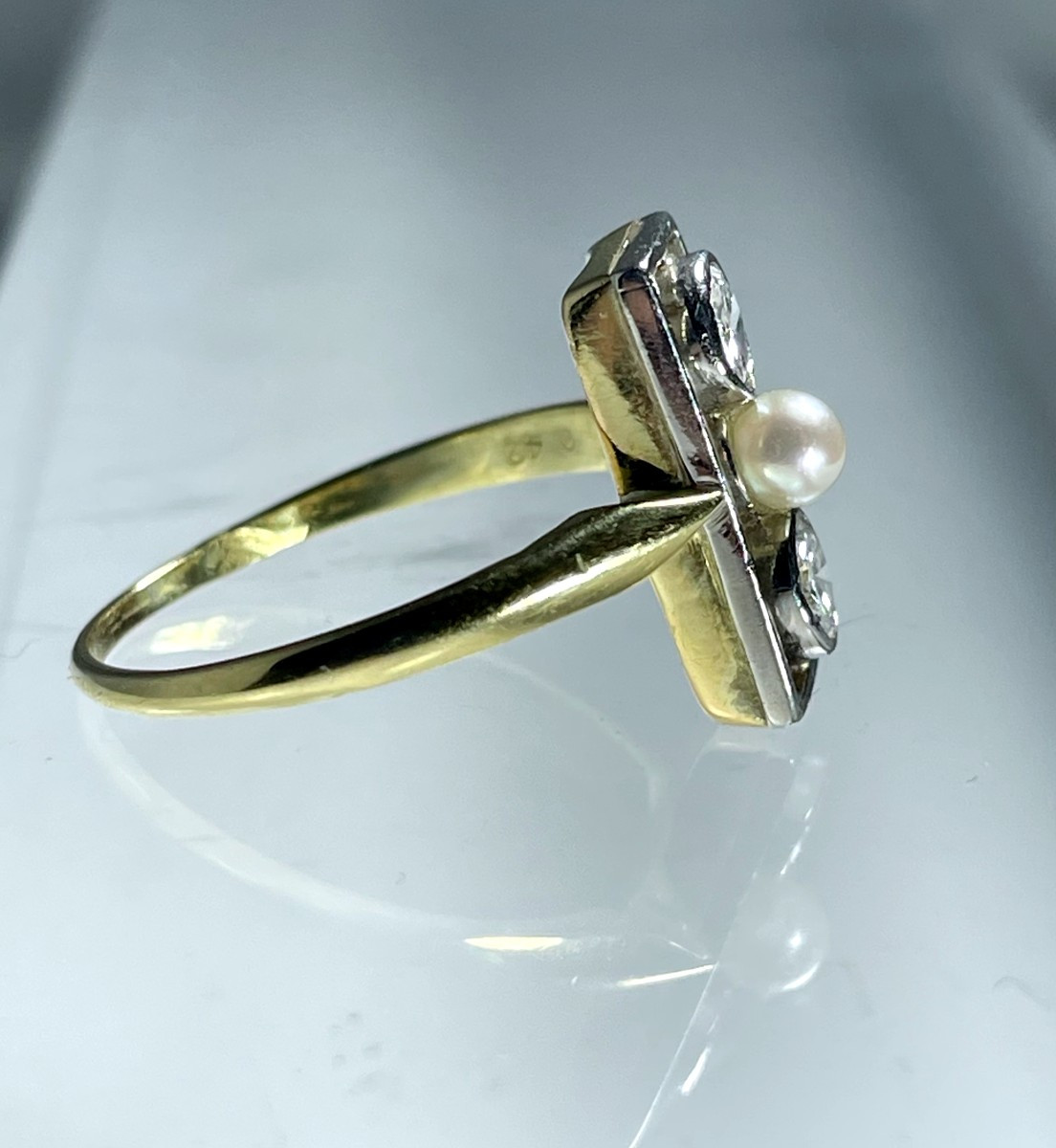 Bague Ajourée, Diamants Et Perles-photo-2