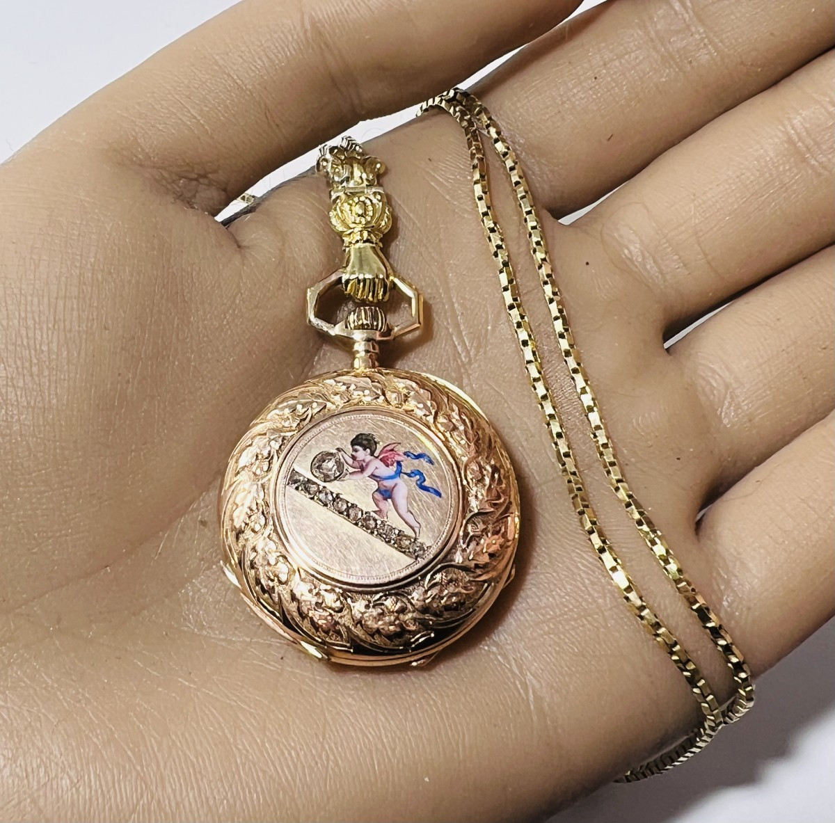 Montre de col et sa giletière l'ensemble en or-photo-2