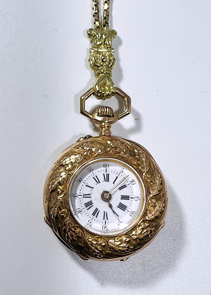 Montre de col et sa giletière l'ensemble en or-photo-4