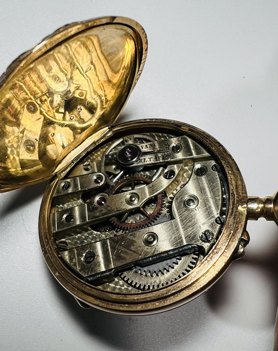 Montre de col et sa giletière l'ensemble en or-photo-3