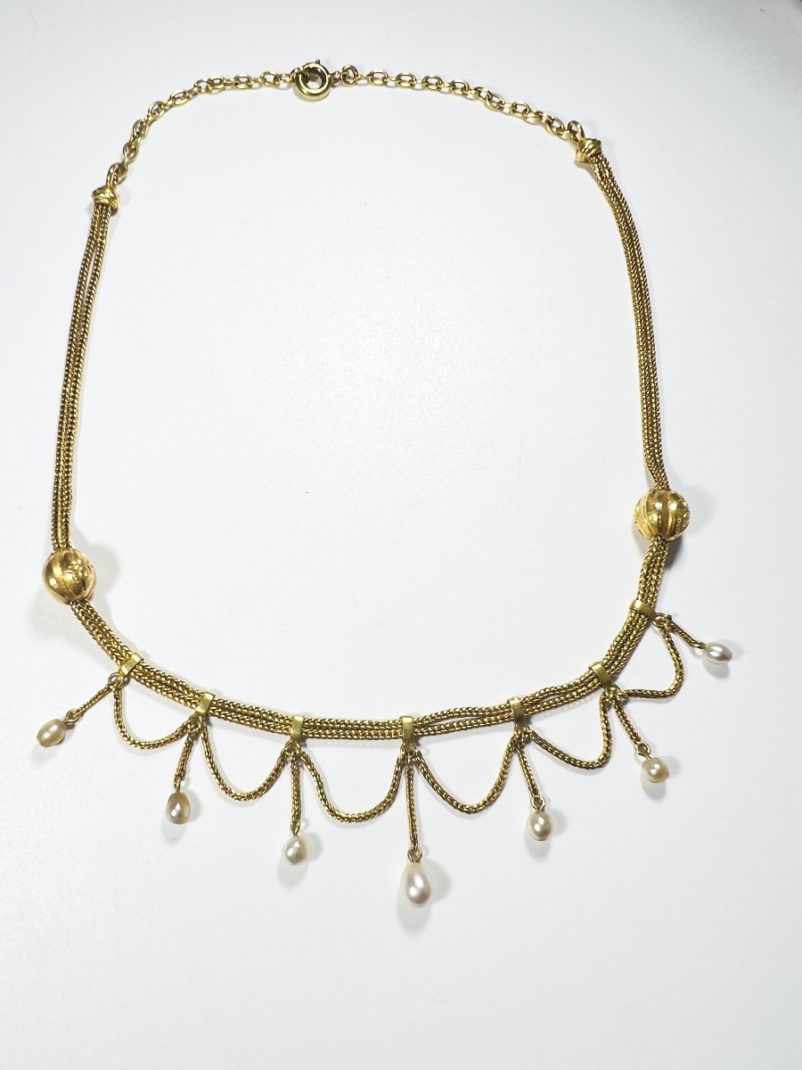 Collier draperie en or et perles-photo-3