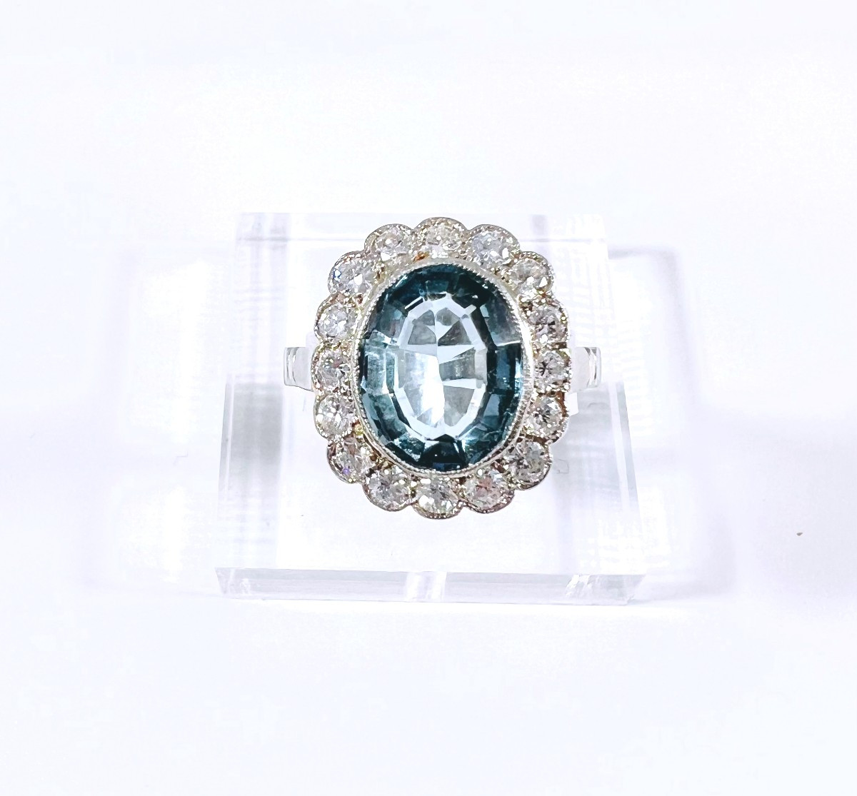 Daisy Ring With Topaz And Diamonds