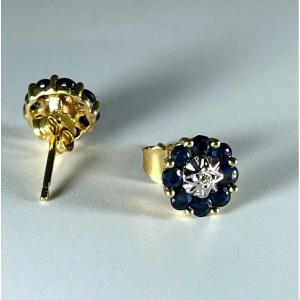 Diamond And Sapphire Stud Earrings
