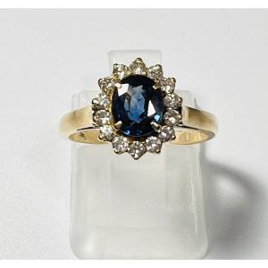 Bague marguerite saphir monture en or