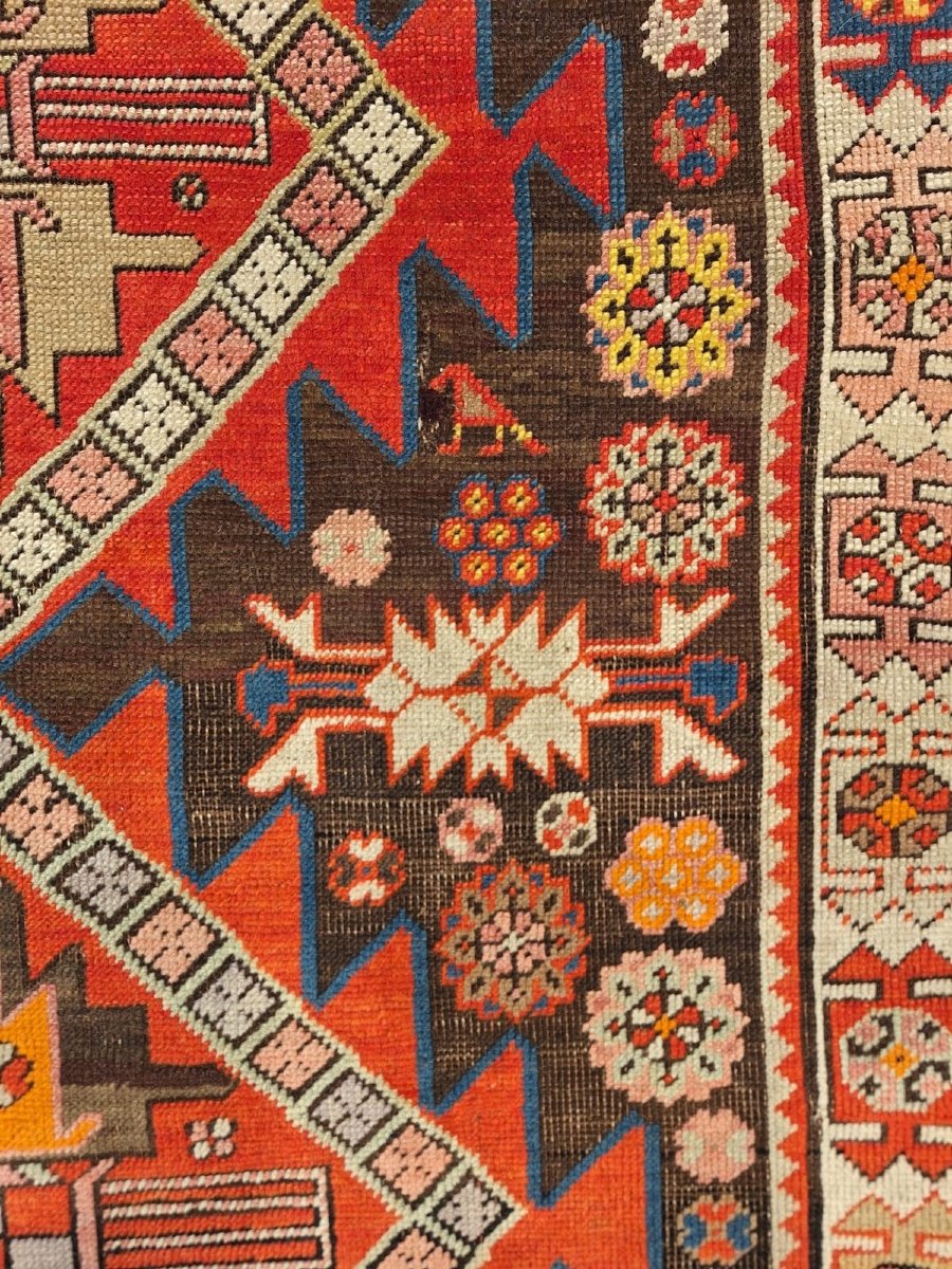 Tapis Caucasien Antique Noué à La Main Karabakh-photo-2