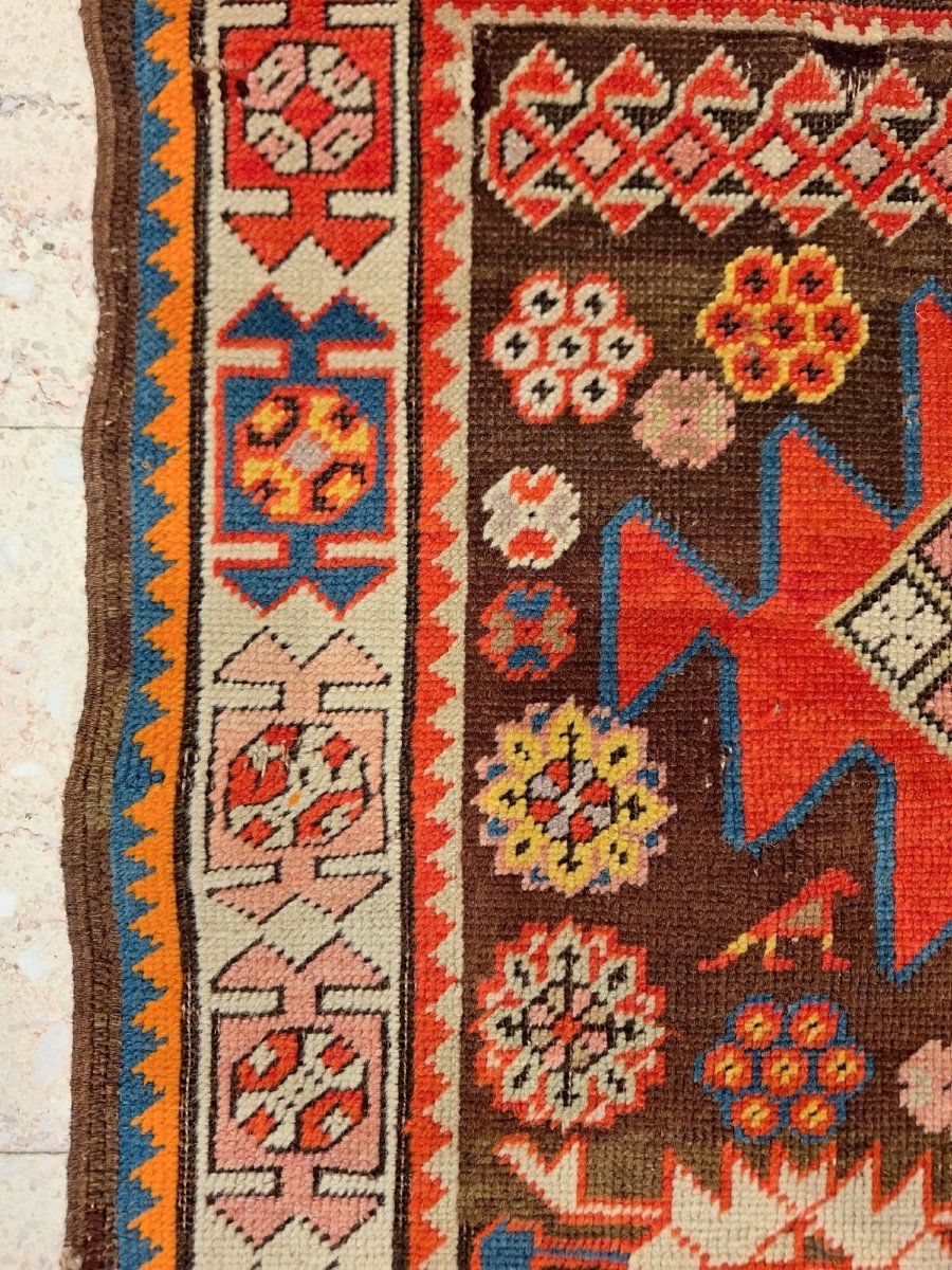Tapis Caucasien Antique Noué à La Main Karabakh-photo-3