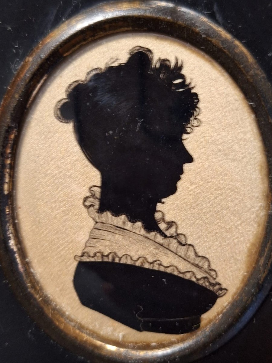 Portrait Miniature En Silhouette Antique, XIXe Siècle