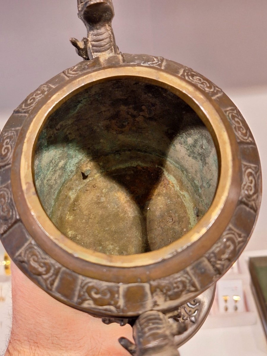 Japanese Bronze Burner, Meiji Period-photo-5