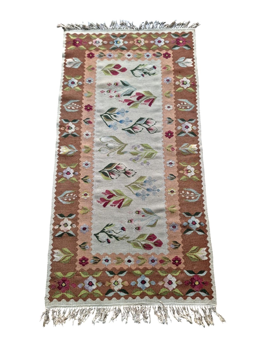 Un Tapis Kilim Roumain Vintage d'Olténie-photo-2