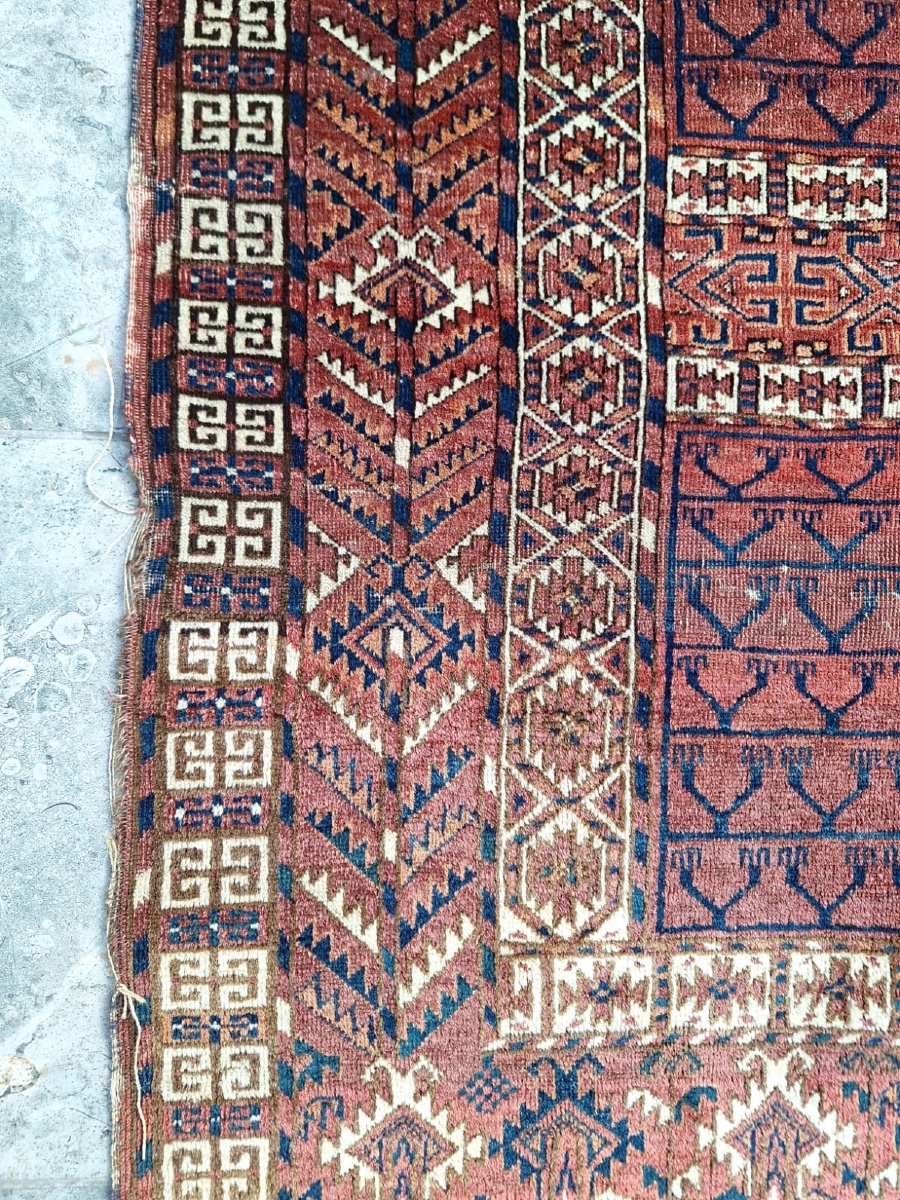 Tapis Turkmène Ancien Fait Main Hatchli-photo-3