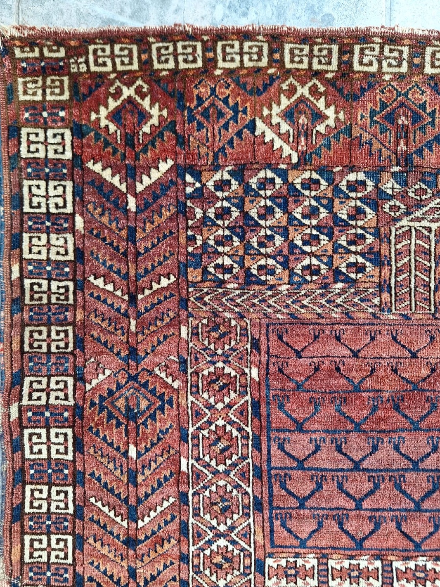 Tapis Turkmène Ancien Fait Main Hatchli-photo-4