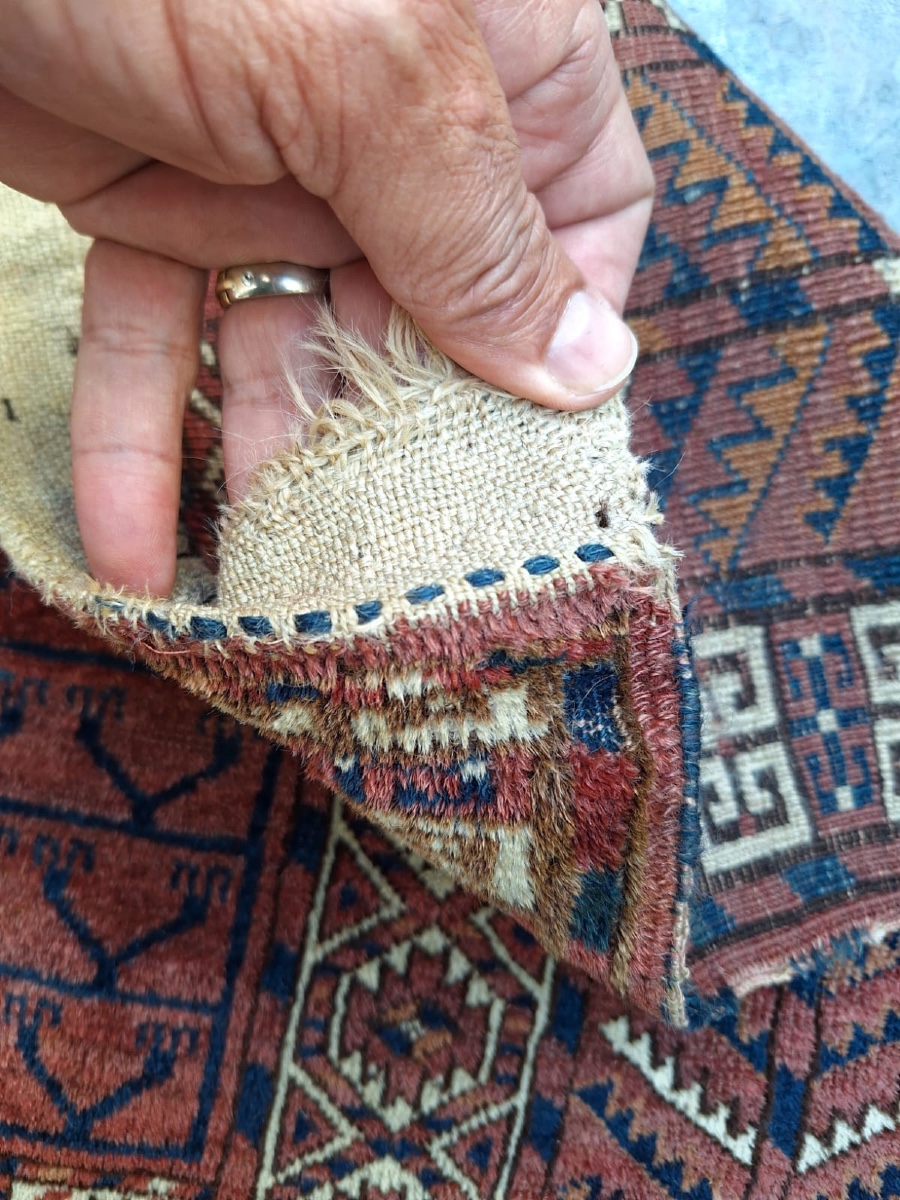 Tapis Turkmène Ancien Fait Main Hatchli-photo-1