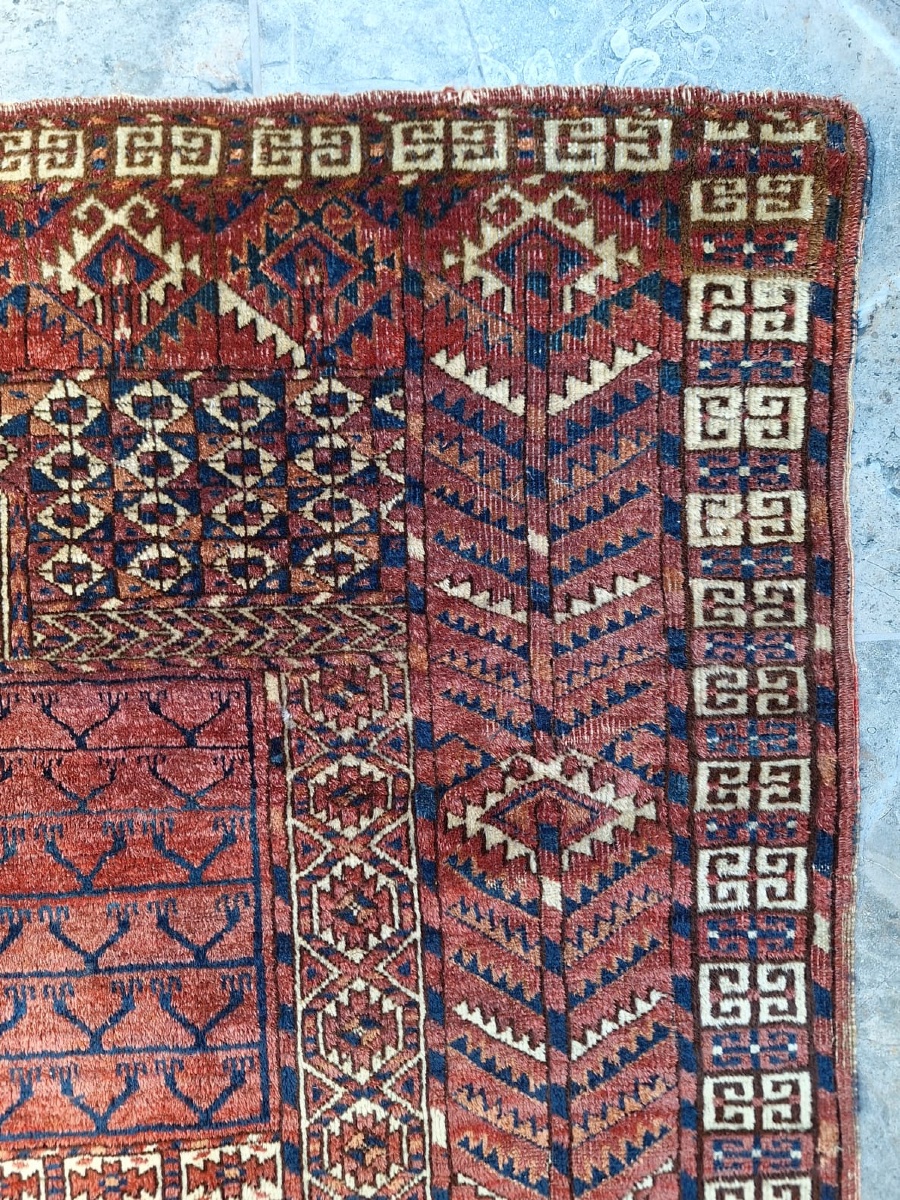 Tapis Turkmène Ancien Fait Main Hatchli-photo-3