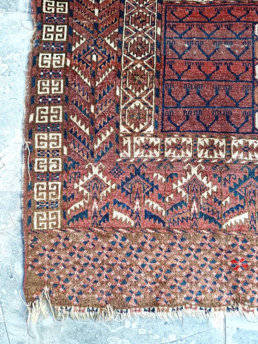Tapis Turkmène Ancien Fait Main Hatchli-photo-4