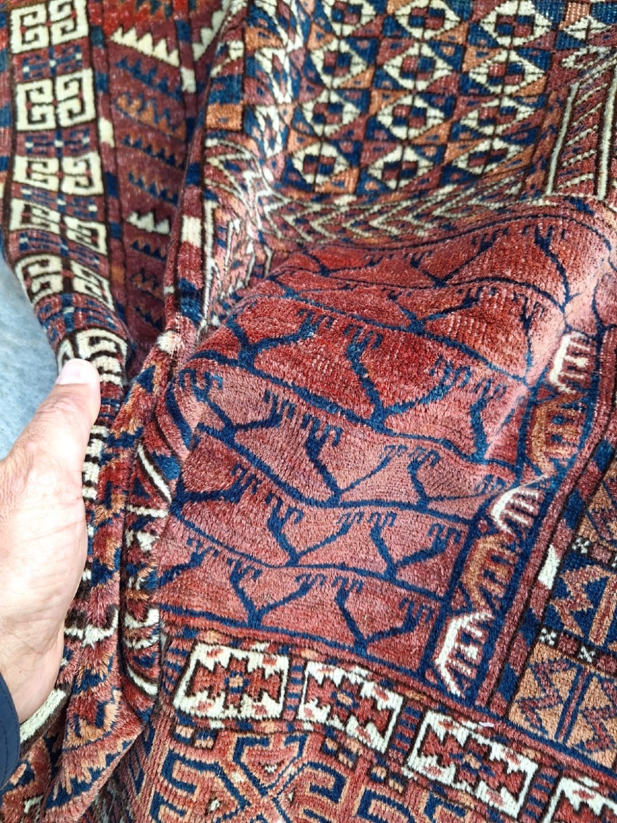 Tapis Turkmène Ancien Fait Main Hatchli-photo-6