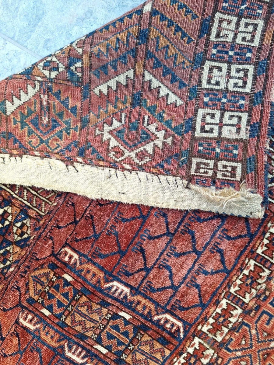 Tapis Turkmène Ancien Fait Main Hatchli-photo-8