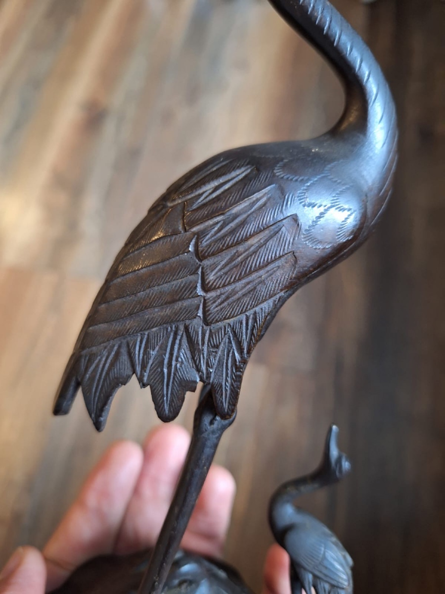 Japanese Bronze Crane, 19th Century-photo-2