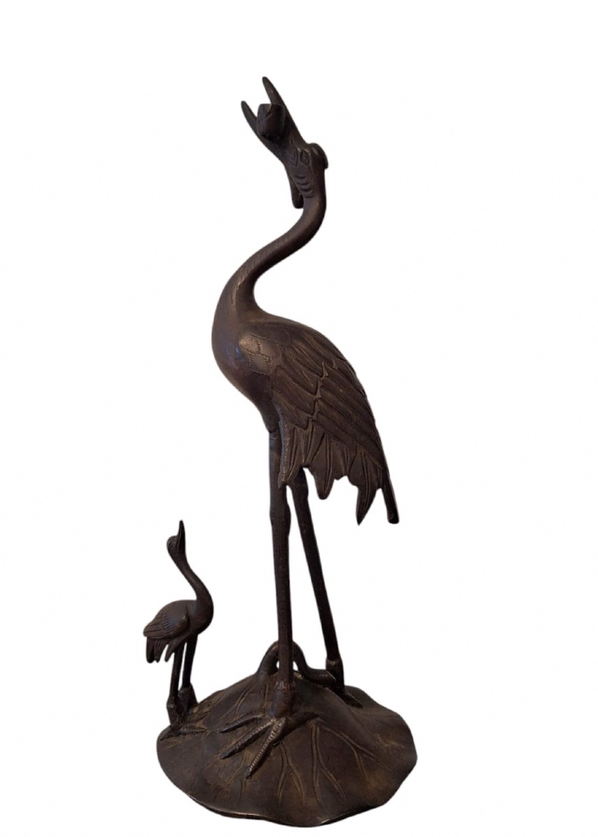 Japanese Bronze Crane, 19th Century