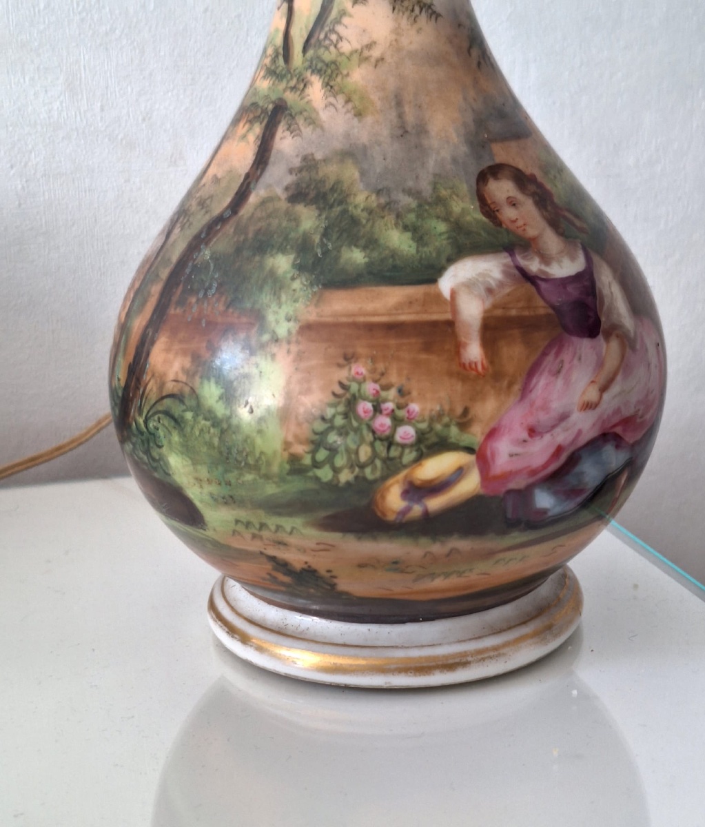 French Porcelain Lamp "old Paris"-photo-3