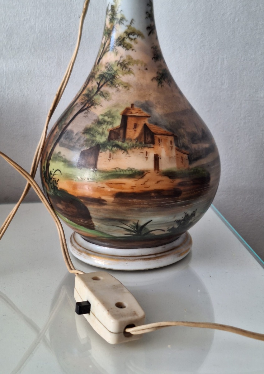 French Porcelain Lamp "old Paris"-photo-2