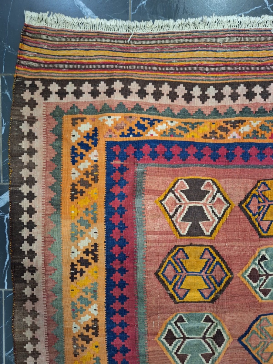 Vintag Kilim caucasien Kazak fait à la main-photo-2