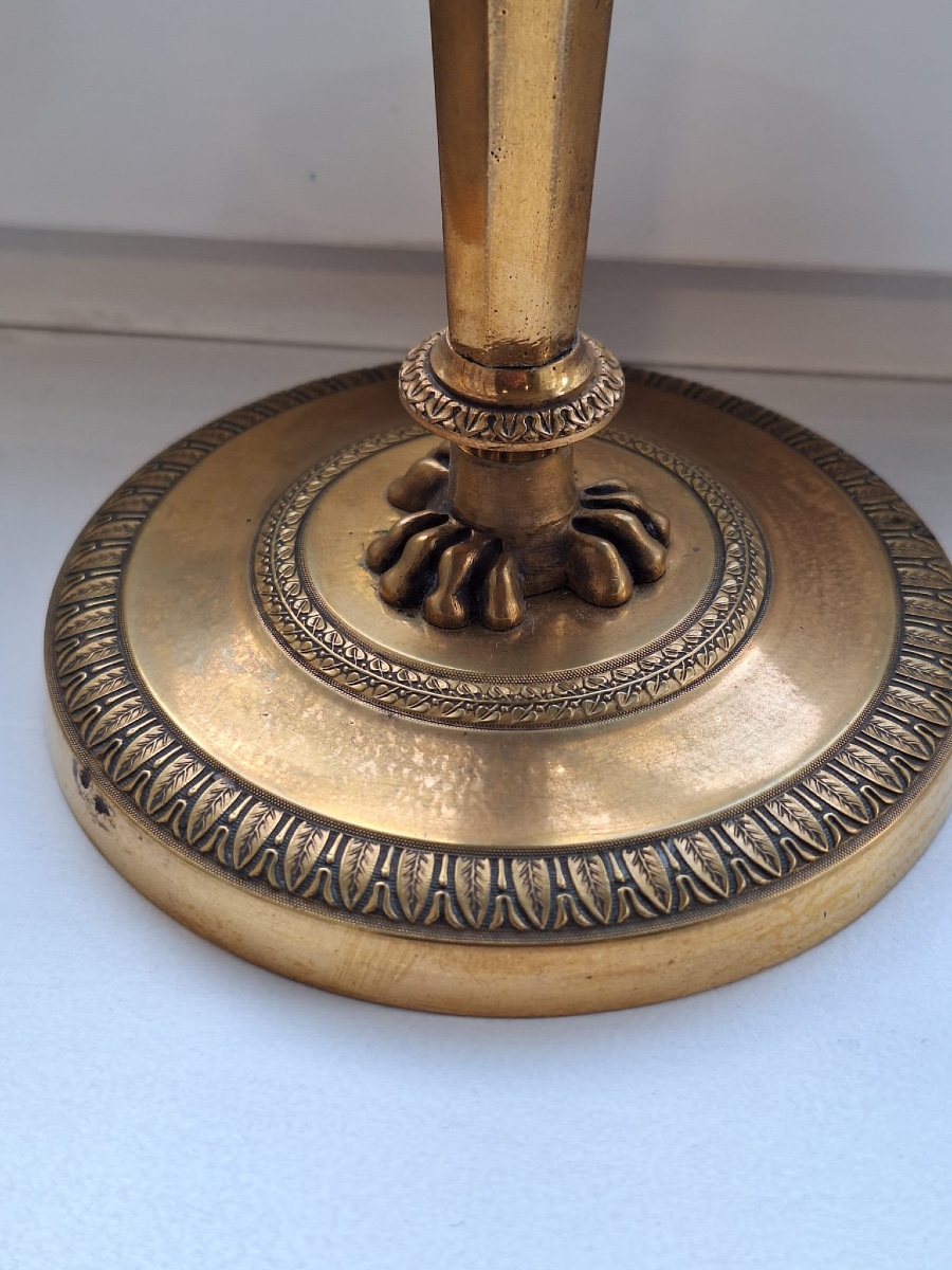 Pair Of Empire Style Gilt Copper Candlesticks-photo-6