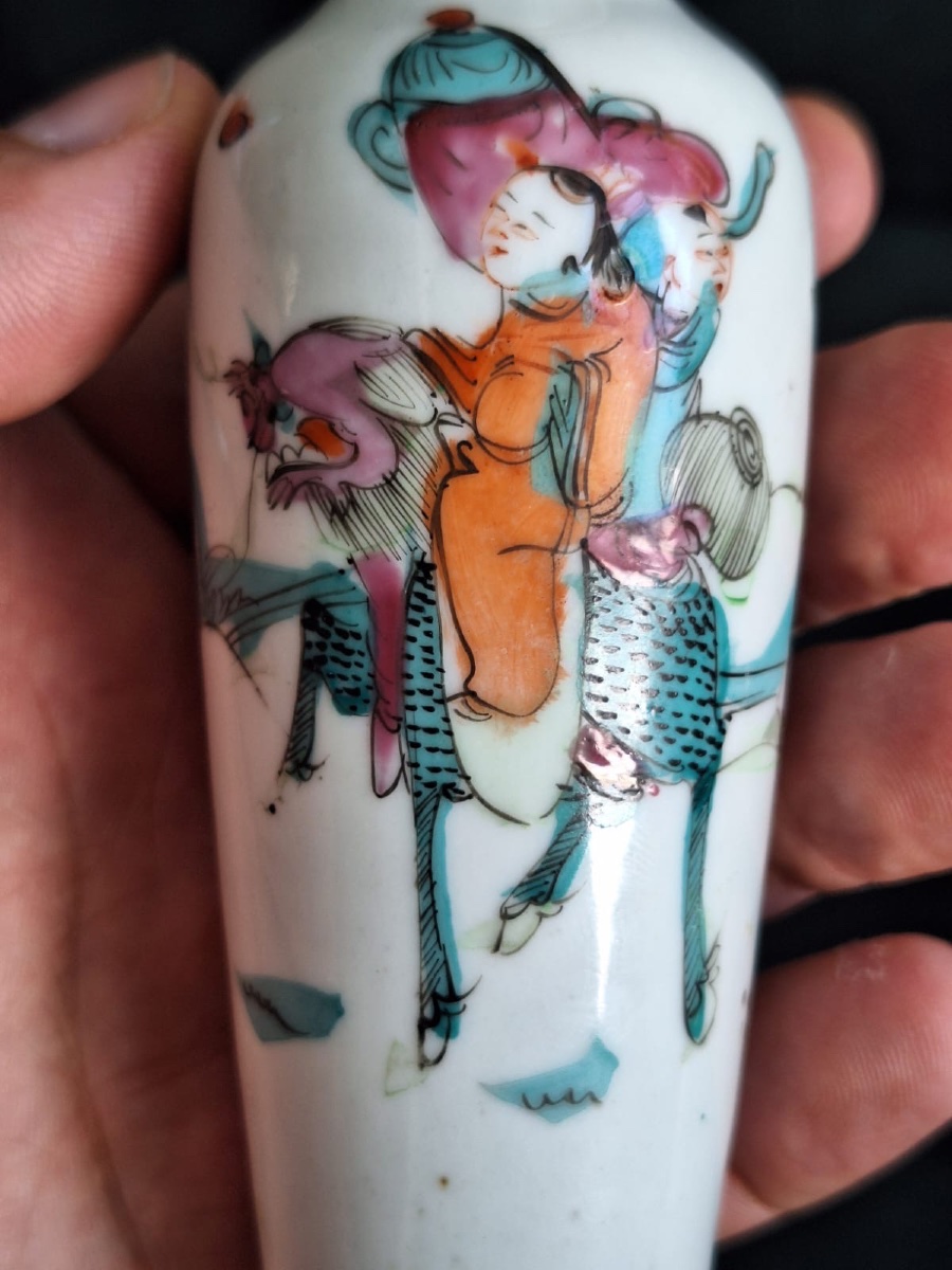 Lot de 3 petits vases chinois en porcelaine, XXe siècle-photo-4