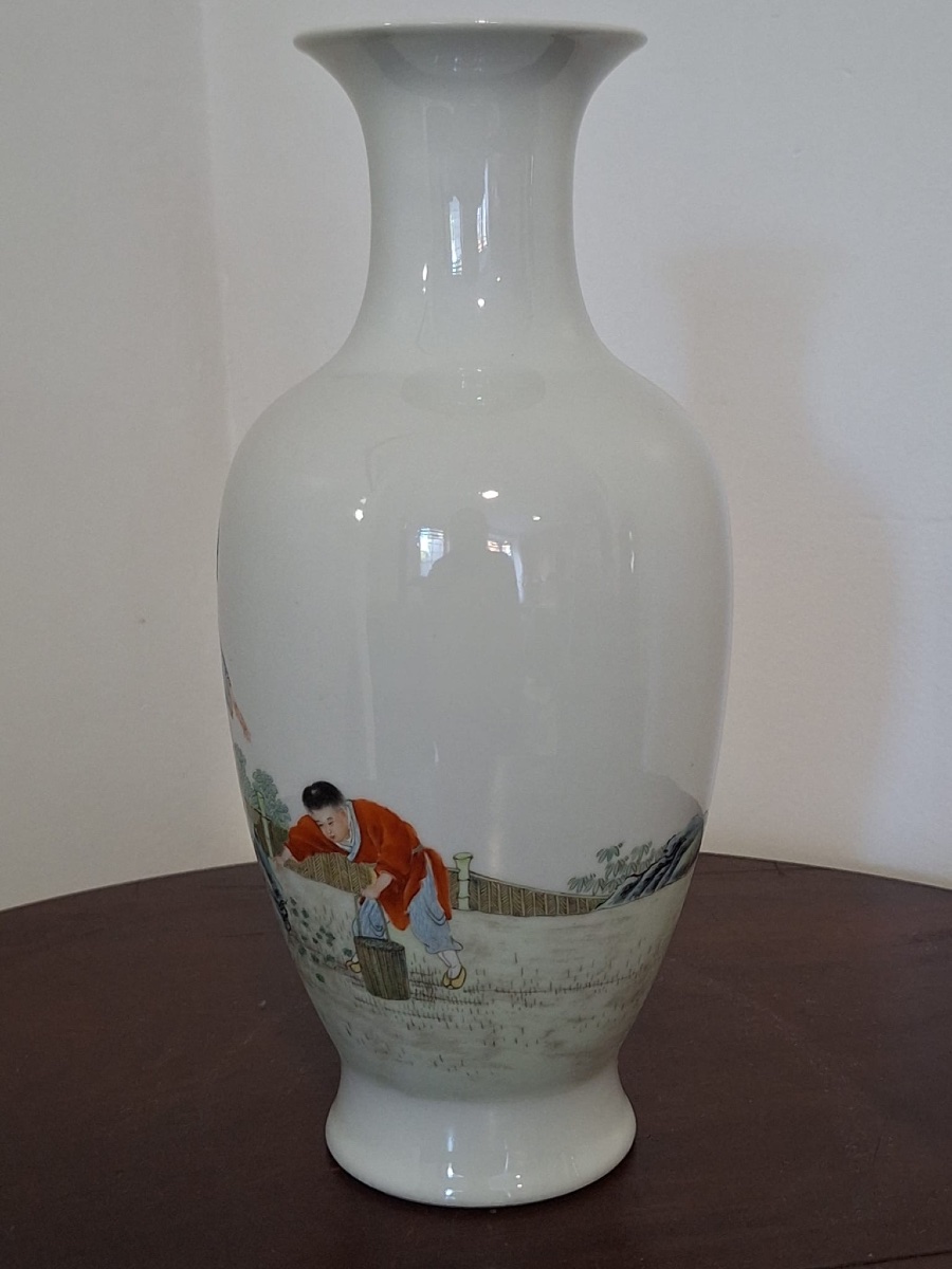 Vase chinois de la famille Rose, XXe siècle,signé Gu Song Zhai Zhi-photo-4