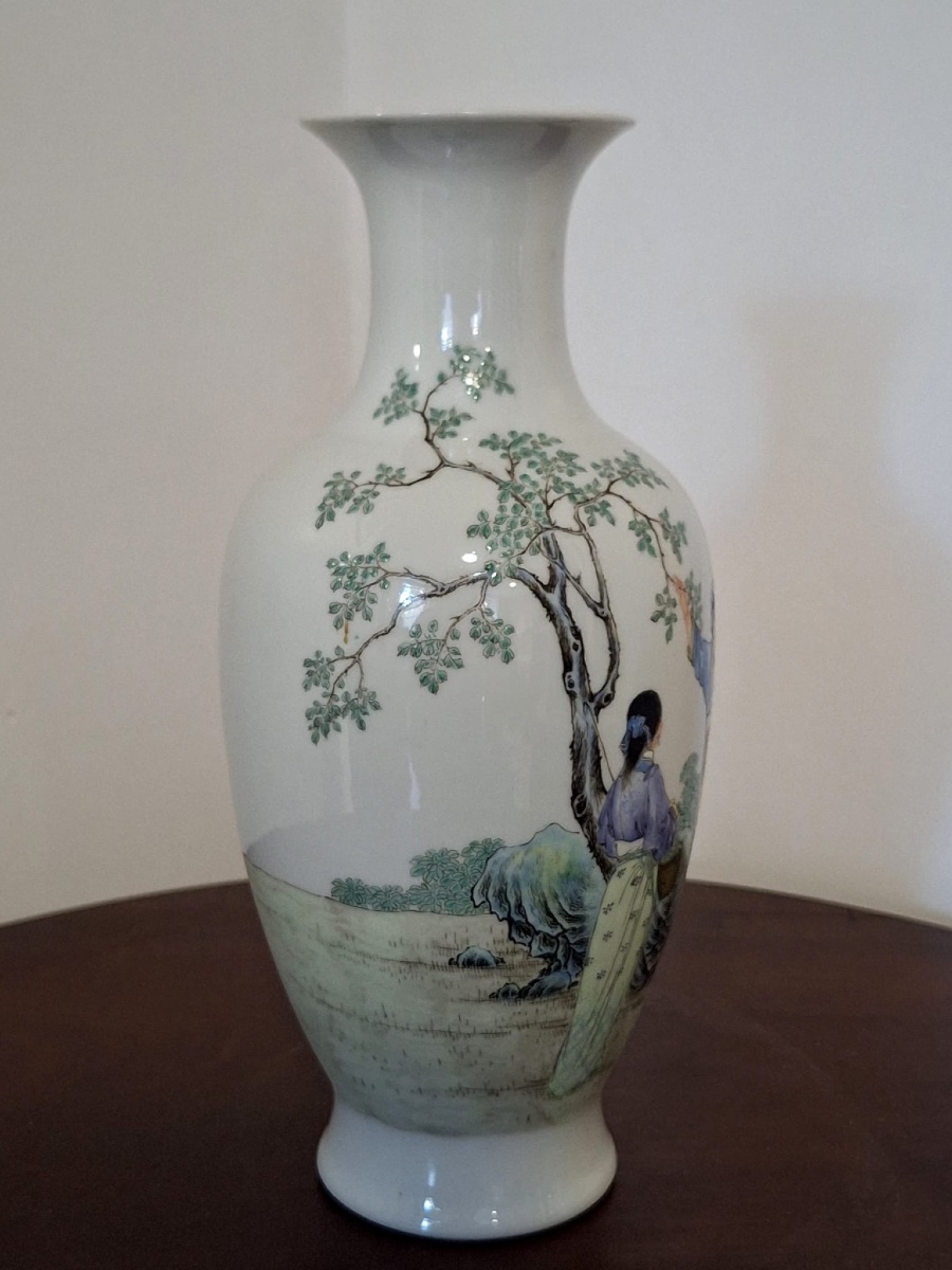 Vase chinois de la famille Rose, XXe siècle,signé Gu Song Zhai Zhi-photo-4