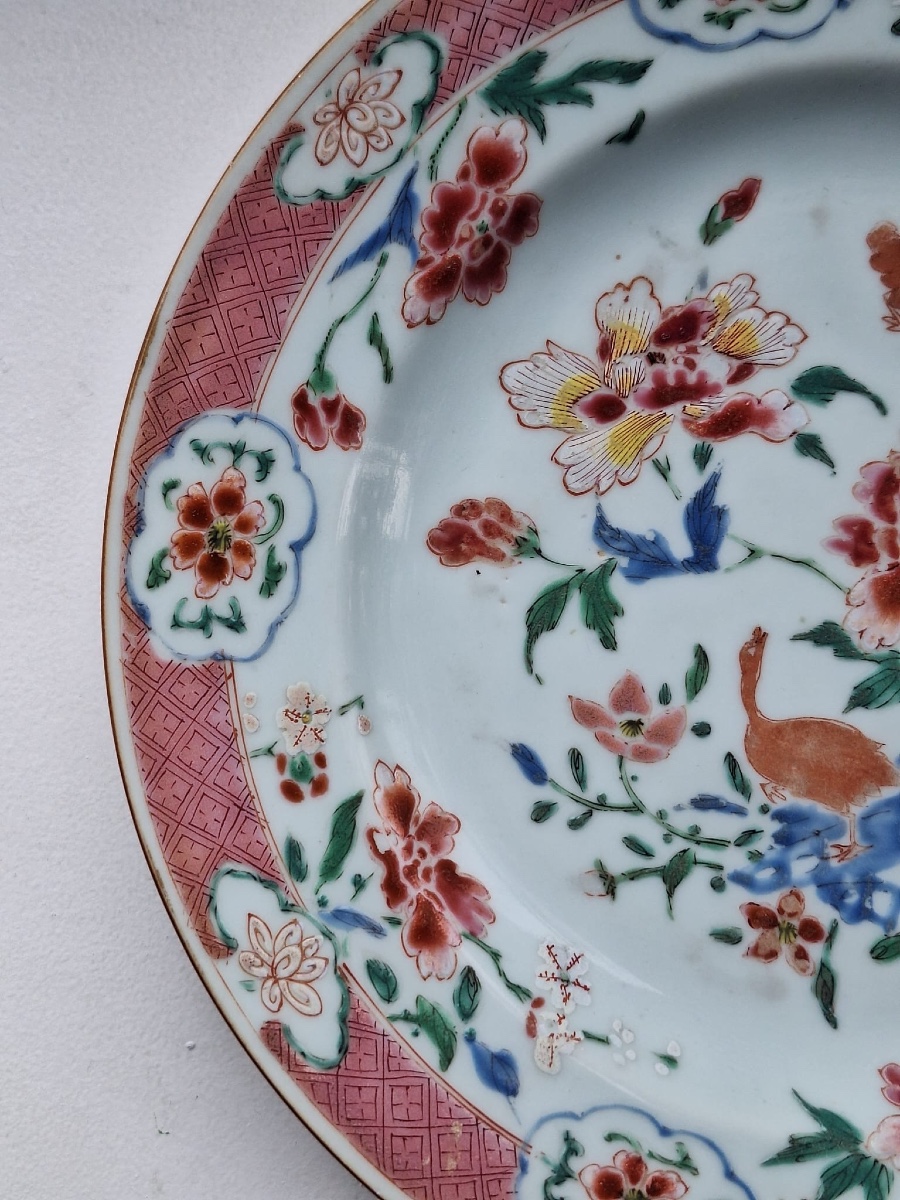 Assiette chinoise de la Famille Rose, XVIIIe siècle-photo-1