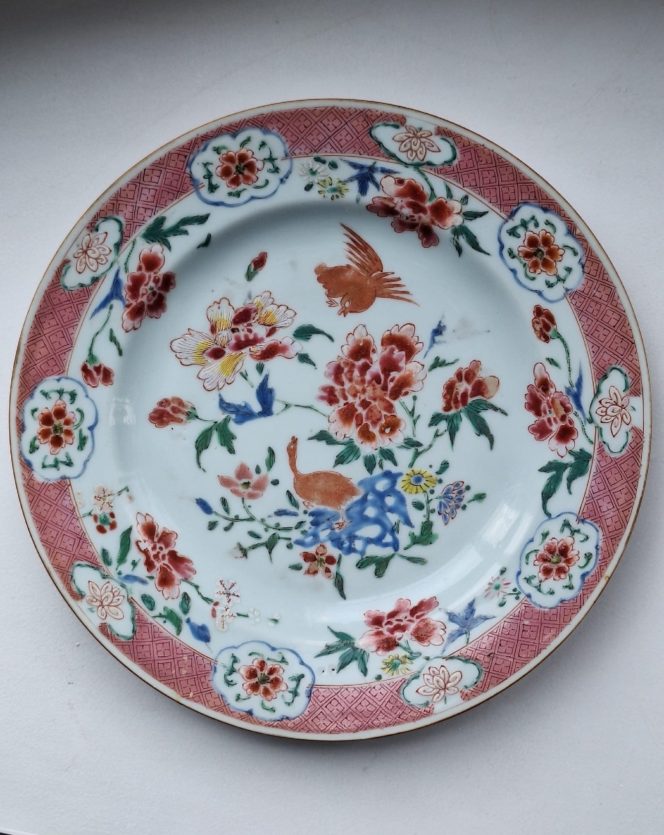 Assiette chinoise de la Famille Rose, XVIIIe siècle-photo-3