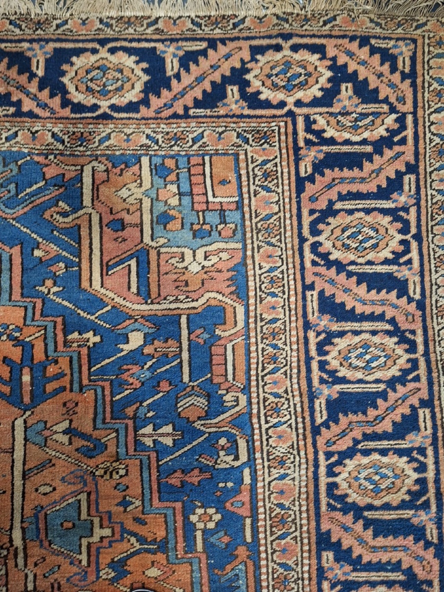 Antique Iranian Handmade Rug Heriz Serapi 19th Century-photo-3