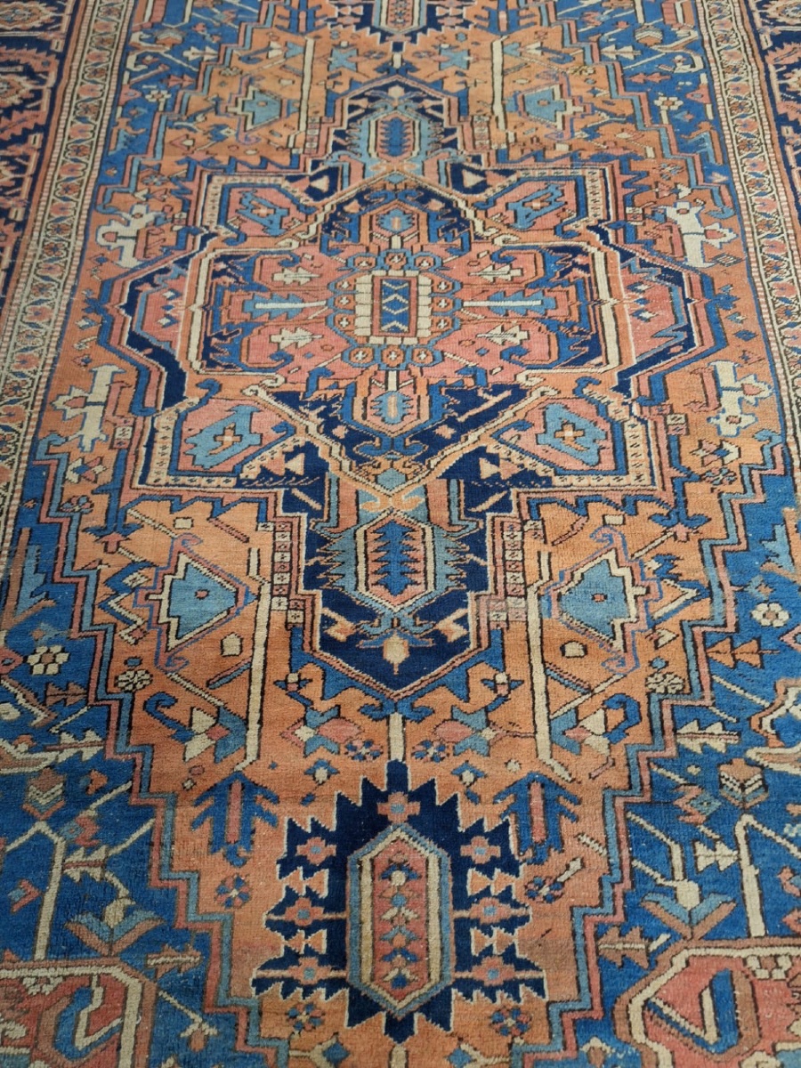 Antique Iranian Handmade Rug Heriz Serapi 19th Century-photo-4