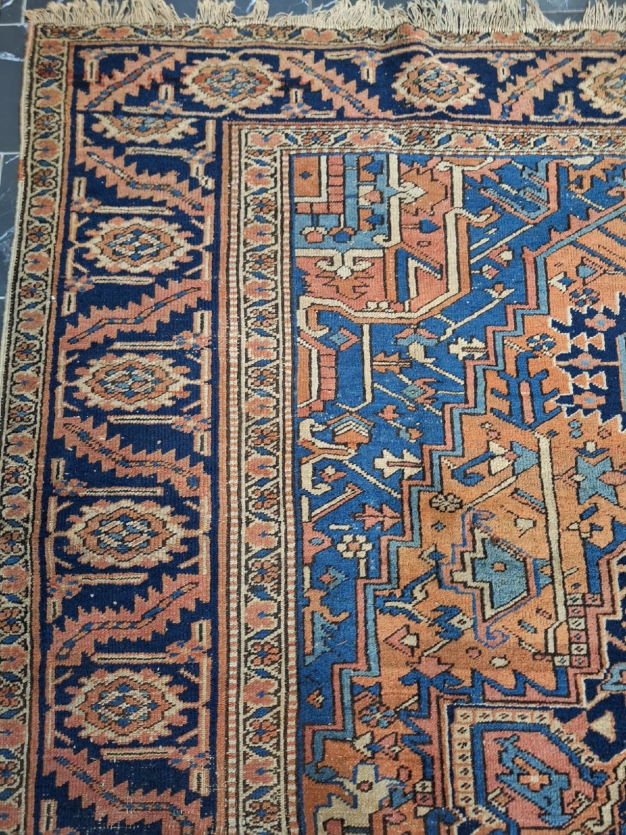 Antique Iranian Handmade Rug Heriz Serapi 19th Century-photo-1