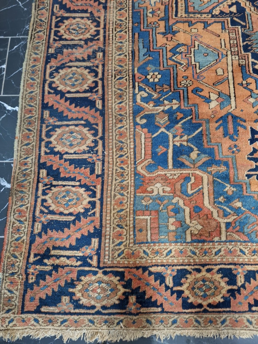 Antique Iranian Handmade Rug Heriz Serapi 19th Century-photo-3