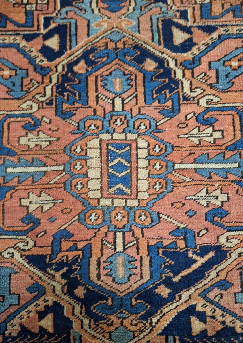 Antique Iranian Handmade Rug Heriz Serapi 19th Century-photo-4