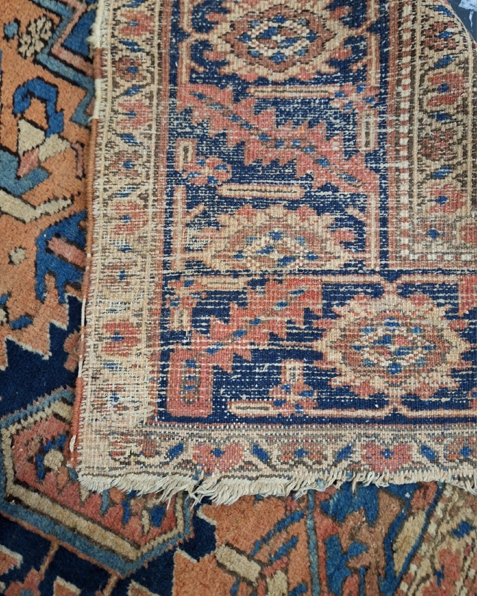 Antique Iranian Handmade Rug Heriz Serapi 19th Century-photo-6