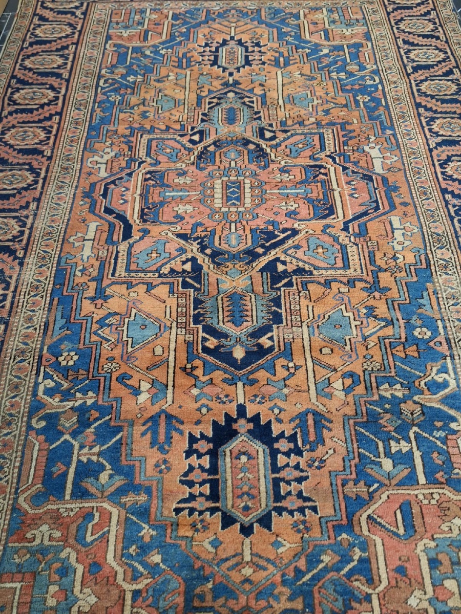 Antique Iranian Handmade Rug Heriz Serapi 19th Century-photo-7