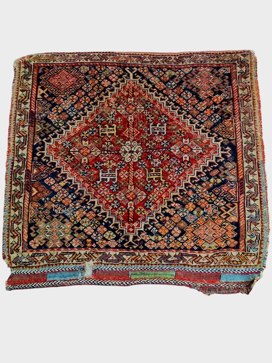 Face de sac antique faite à la main, Qashqai, XIXe siècle-photo-1