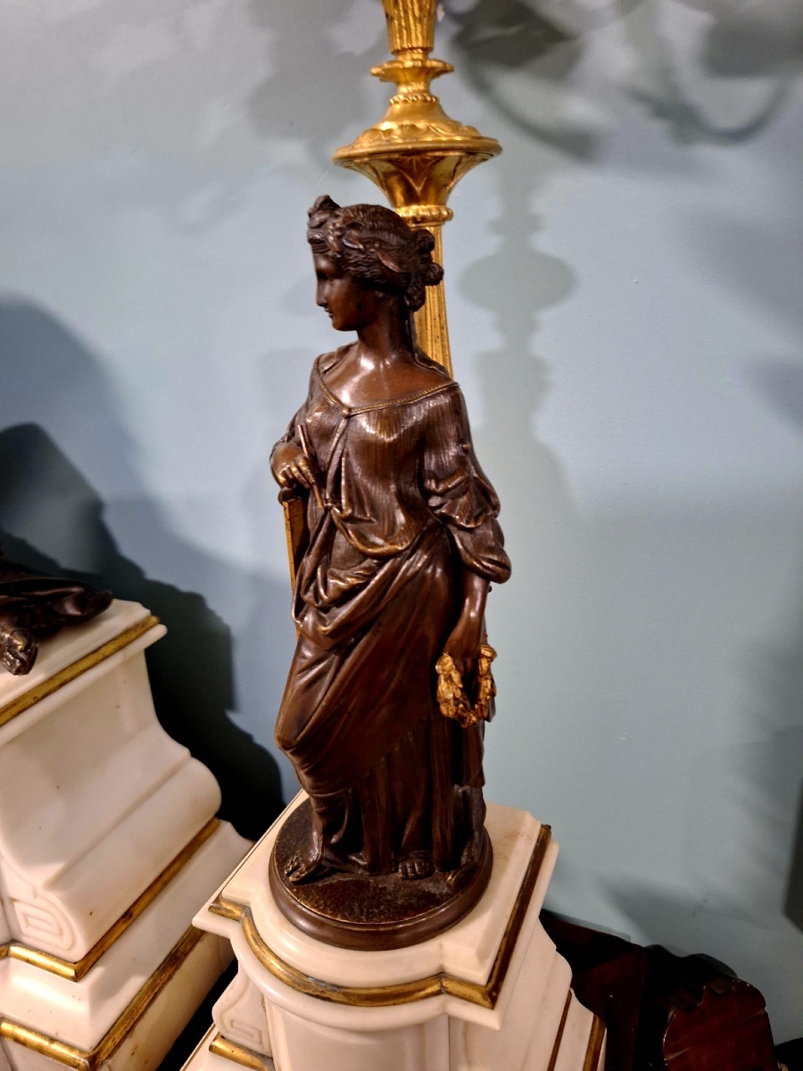 Antique French Clock Garniture, By Raingo Frères, Paris, 19th Century-photo-2