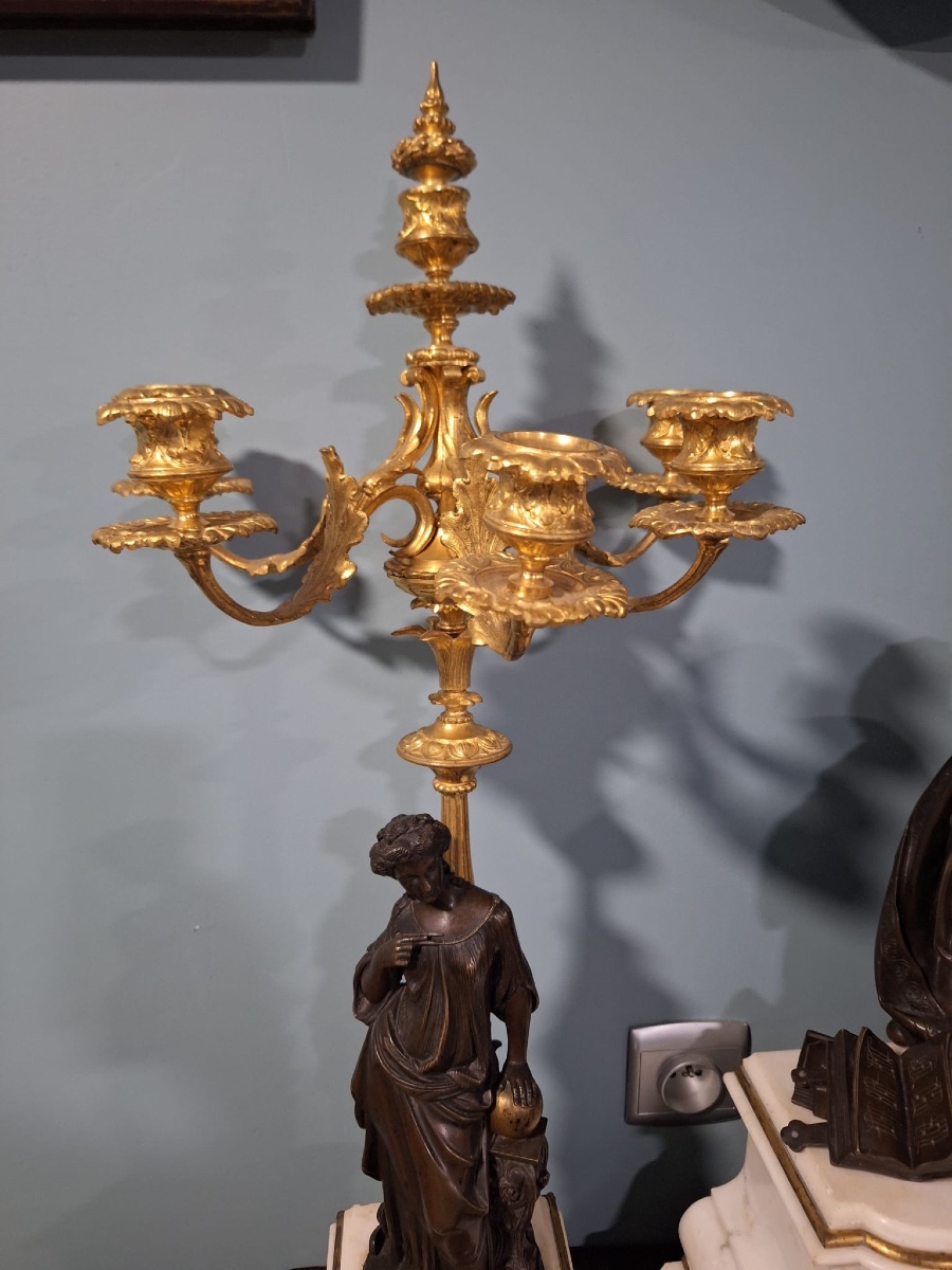 Antique French Clock Garniture, By Raingo Frères, Paris, 19th Century-photo-1