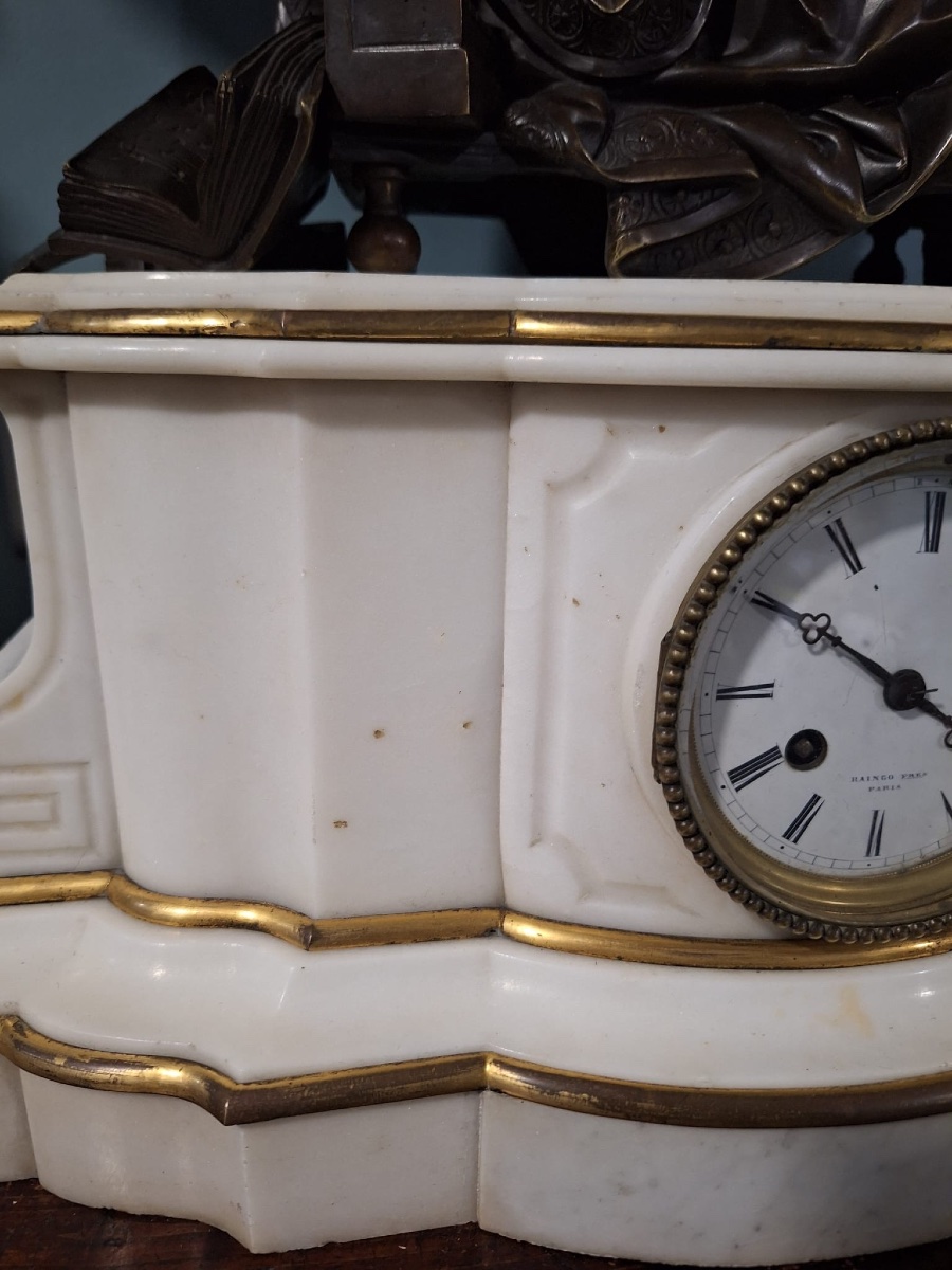 Antique French Clock Garniture, By Raingo Frères, Paris, 19th Century-photo-6