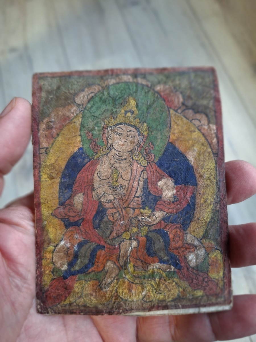 Antique 4 Small Thangka, 19th Century, Tibet Or Nepal-photo-2