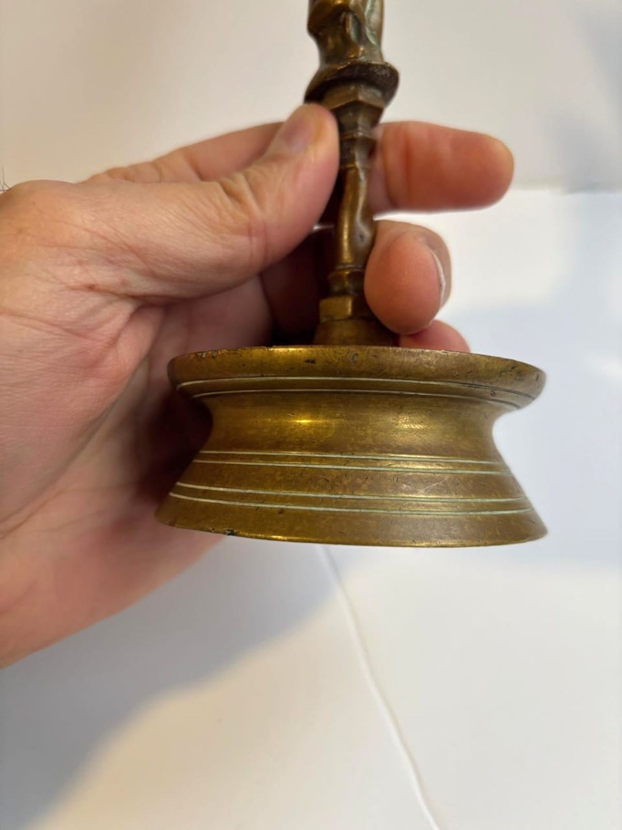 Antique Bronze Candlestick, 19th Century-photo-2