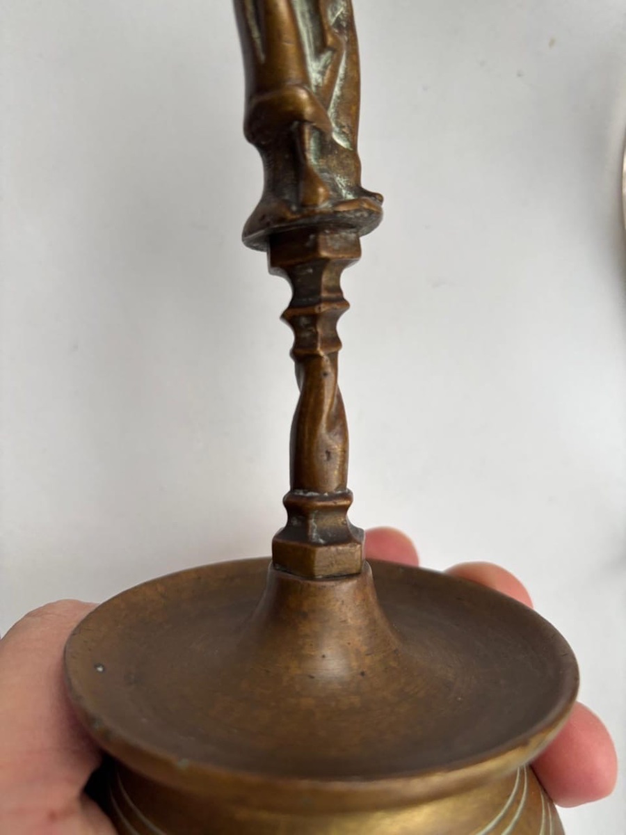 Antique Bronze Candlestick, 19th Century-photo-4
