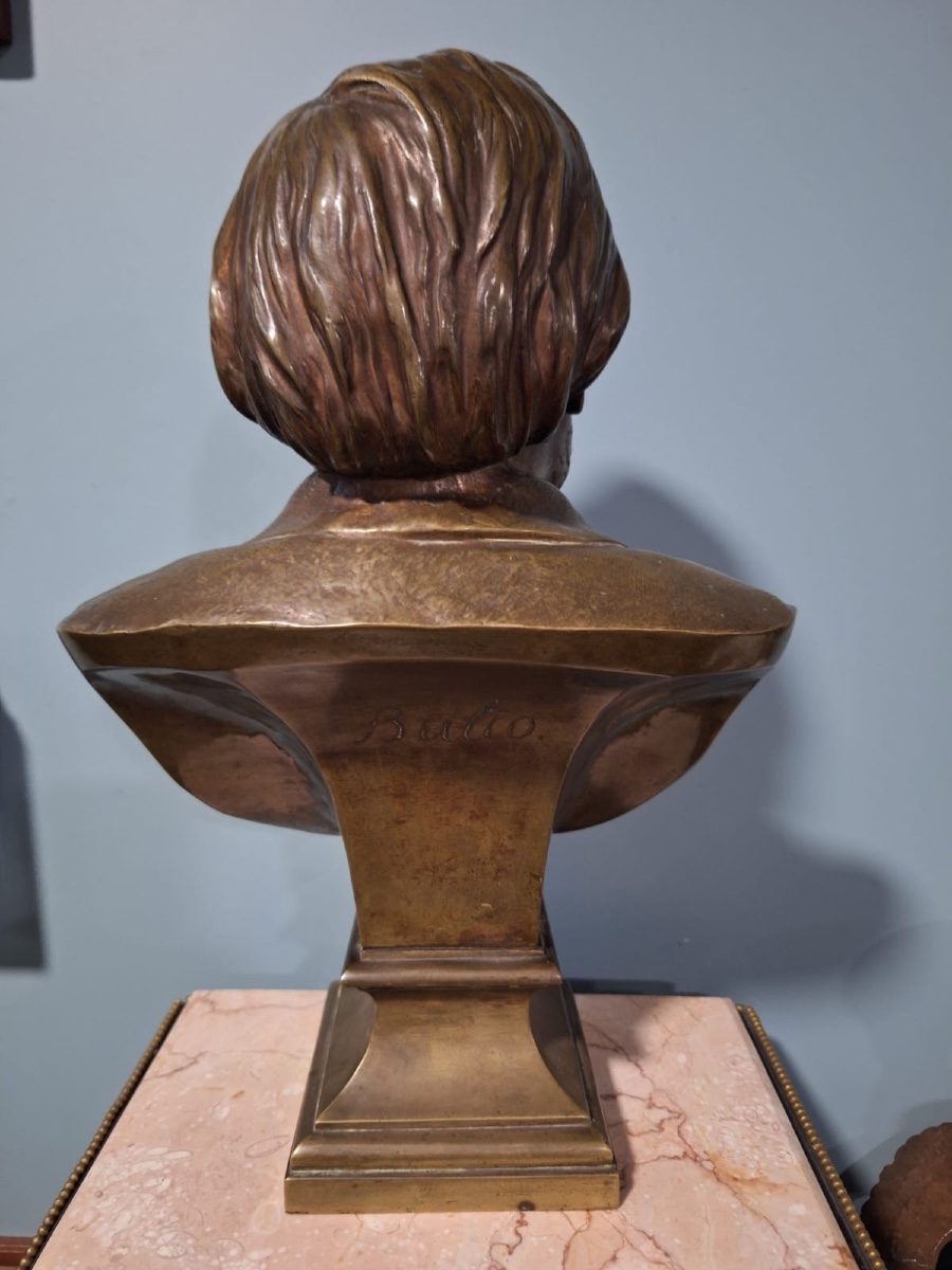 Bronze Bust Of Léon Gambetta By Jean Bulio-photo-1